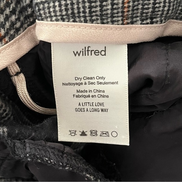 Aritzia Wilfred Dark Wool Houndstooth Plaid Tie Front Pants w/ Removable Belt - Picture 10 of 11